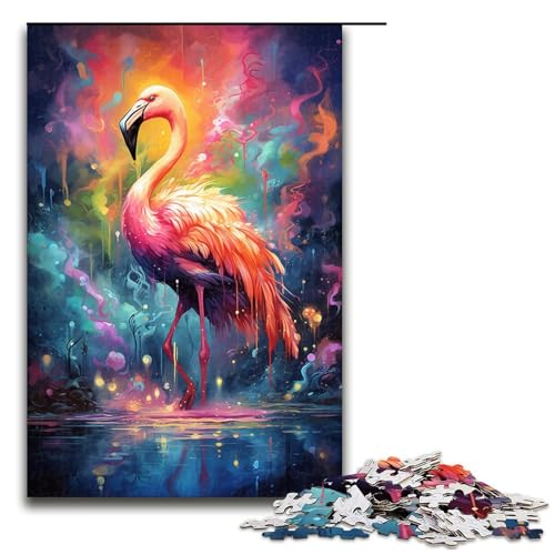 Puzzle für Erwachsene 1000 Teile farbenfrohes psychedelisches Tier Flamingo Puzzle lustiges Spielzeug 75 x 50 cm von zouxangzz