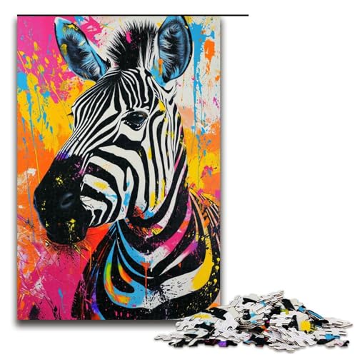 Puzzle für Erwachsene 1000 Teile farbenfrohes psychedelisches Tierzebra Puzzle Spiele Spielzeug Geschenk geeignet für die Schreibtischdekoration 75 x 50 cm von zouxangzz