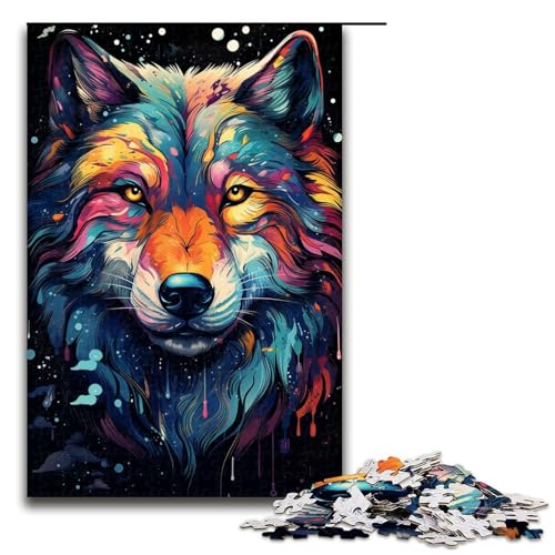 Puzzle für Erwachsene 1000 Teile farbenfrohes psychedelisches Wolf Kunstpuzzle Holzpuzzle Lernspiel Herausforderungsspielzeug 75 x 50 cm Puzzle für Erwachsene 1000 Teile farbenfrohes psychedelisches Wolf Kunstpuzzle Holzpuzzle Lernspiel Herausforderungsspielzeug 75 x 50 cm von zouxangzz