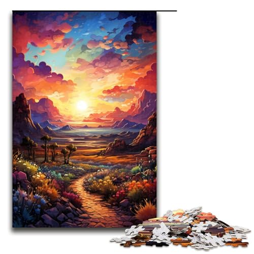 Puzzle für Erwachsene 1000 Teile farbenfrohes psychedelisches Wüstensonnenuntergang Puzzle Lernspiele für Zuhause DIY Spielzeug tolles Geschenk für Spiele 75 x 50 cm von zouxangzz