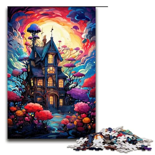 Puzzle für Erwachsene 1000 Teile farbenfrohes psychedelisches ästhetisches Pastellhausmuster zum Zusammenbauen hilft dem Gehirn beim Trainieren süchtig machendes Spielzeug um Geduld zu fördern von zouxangzz