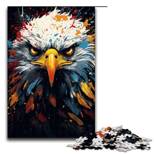 Puzzle für Erwachsene 1000 Teile farbenfrohes psychedelisches amerikanisches Adler Puzzle Lernspiele für Zuhause DIY Spielzeug tolles Geschenk für Spiele 75 x 50 cm von zouxangzz