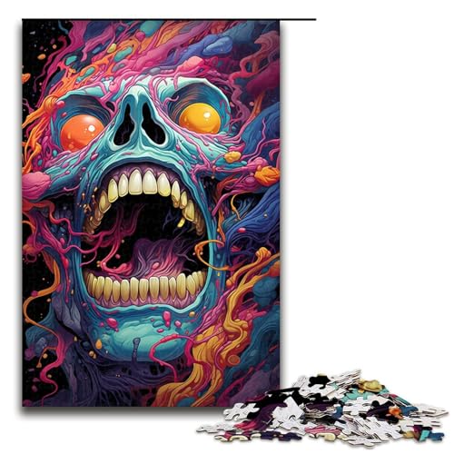 Puzzle für Erwachsene 1000 Teile farbenfrohes psychedelisches böses Monster Heimdekoration Puzzlespielzeug Geschenk für die ganze Familie 75 x 50 cm von zouxangzz