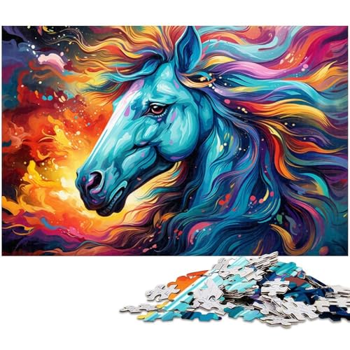Puzzle für Erwachsene 1000 Teile farbenfrohes psychedelisches süßes Pferde Puzzle für Holzpuzzles pädagogisches Spielzeug zum Stressabbau 1000 Teile (75 x 50 cm) von zouxangzz