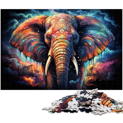 Puzzle für Erwachsene 1000 Teile farbenfrohes schönes Elefanten Puzzle für Holzpuzzles pädagogisches Spielzeug zum Stressabbau 1000 Teile (75 x 50 cm) von zouxangzz