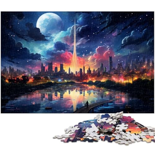 Puzzle für Erwachsene 1000 Teile farbenfrohes schönes Stadtpuzzle für Erwachsene Holzpuzzle Heimdekoration 1000 Teile (75 x 50 cm) von zouxangzz