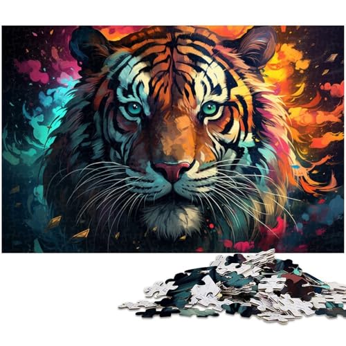 Puzzle für Erwachsene 1000 Teile farbenfrohes wütendes Tiger Puzzle für Erwachsene Holzpuzzle lustiges Geschenk 1000 Teile (75 x 50 cm) von zouxangzz