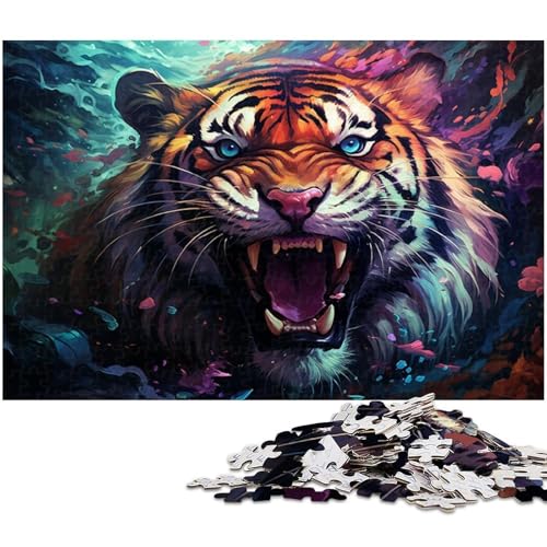 Puzzle für Erwachsene 1000 Teile farbenfrohes wütendes Tiger Puzzle jedes Teil ist einzigartig – anspruchsvolles unterhaltsames Familienspiel 1000 Teile (38 x 26 cm) von zouxangzz