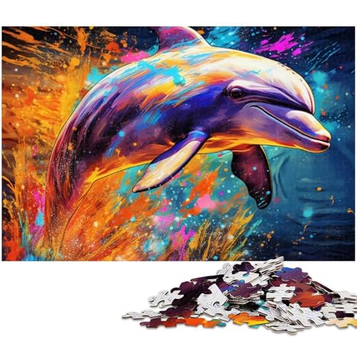 Puzzle für Erwachsene 1000 Teile farbige Delfine Puzzle für Erwachsene Holzspiele für die ganze Familie Weihnachts und Geburtstagsgeschenke (Größe 75 x 50 cm) von zouxangzz