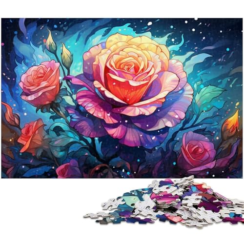 Puzzle für Erwachsene 1000 Teile farbige Rosenmalerei Puzzles aus Holz pädagogisches Spielzeug zum Stressabbau 1000 Teile (75 x 50 cm) von zouxangzz