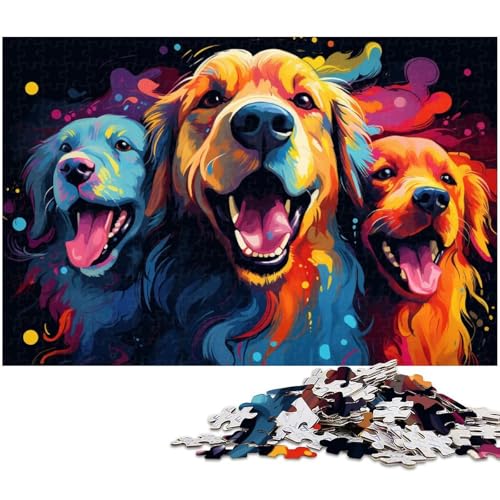 Puzzle für Erwachsene 1000 Teile farbiges Haustier Hunde Holzpuzzle – Lernspielzeug Familienspiele 1000 Teile (75 x 50 cm) von zouxangzz