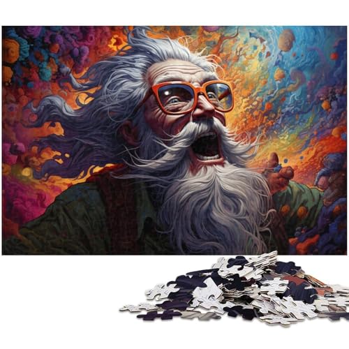 Puzzle für Erwachsene 1000 Teile farbiges Puzzle Alter Mann für Holzpuzzles pädagogisches Spielzeug zum Stressabbau 1000 Teile (75 x 50 cm) von zouxangzz