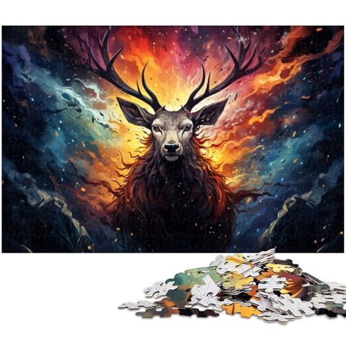 Puzzle für Erwachsene 1000 Teile farbiges Sikahirsch Puzzle aus Holz pädagogisches Spielzeug zum Stressabbau 1000 Teile (75 x 50 cm) von zouxangzz