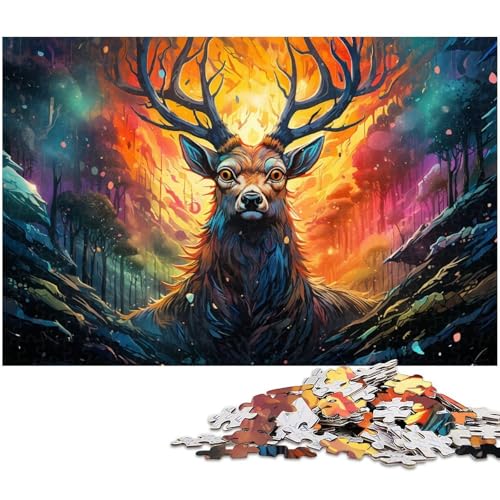 Puzzle für Erwachsene 1000 Teile farbiges Sikahirsch Puzzle aus Holz pädagogisches Spielzeug zum Stressabbau 1000 Teile (75 x 50 cm) von zouxangzz