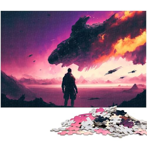 Puzzle für Erwachsene 1000 Teile futuristischer Krieg im Weltraum Holzpuzzle Lernspielzeug Familienspiele (Größe 75 x 50 cm) von zouxangzz