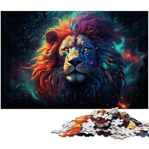 Puzzle für Erwachsene 1000 Teile geheimnisvoller bunter Löwe Puzzle für Erwachsene Holzspiele für die ganze Familie Weihnachts und Geburtstagsgeschenke 1000 Teile (75 x 50 cm) von zouxangzz