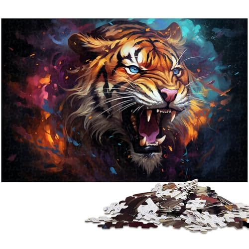 Puzzle für Erwachsene 1000 Teile geheimnisvoller bunter Tiger Puzzle für Erwachsene Holzspiele für die ganze Familie Weihnachts und Geburtstagsgeschenke 1000 Teile (75 x 50 cm) von zouxangzz