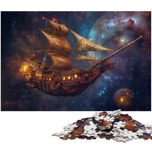 Puzzle für Erwachsene 1000 Teile geheimnisvolles Piratenschiff Puzzle für Erwachsene Holzspiele für die ganze Familie Weihnachts und Geburtstagsgeschenke (Größe 75 x 50 cm) von zouxangzz