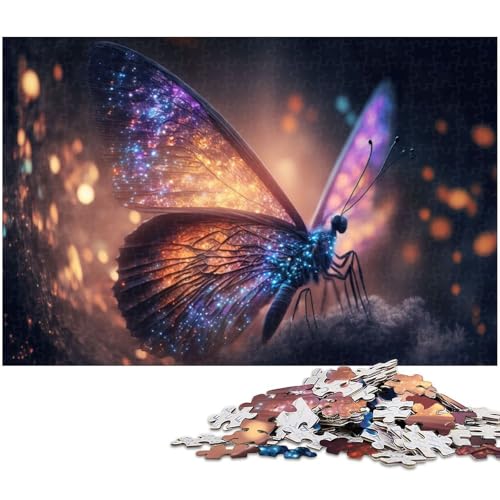 Puzzle für Erwachsene 1000 Teile leuchtender Schmetterling anspruchsvolles Spiel Spielzeug Weihnachtspuzzle Geschenke (Größe 38 x 26 cm) von zouxangzz