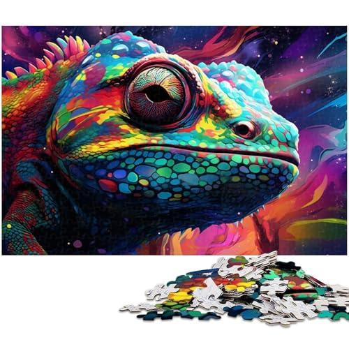 Puzzle für Erwachsene 1000 Teile leuchtendes Chamäleon Holzpuzzle – Lernspielzeug Familienspiele 1000 Teile (75 x 50 cm) von zouxangzz