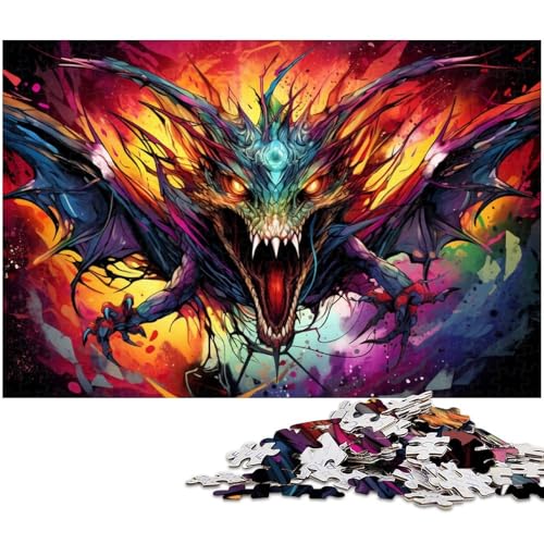 Puzzle für Erwachsene 1000 Teile psychedelisch farbige Flugsaurier Puzzles für Holzpuzzles pädagogisches Spielzeug zum Stressabbau 1000 Teile (75 x 50 cm) von zouxangzz