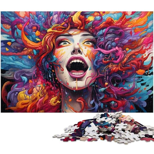 Puzzle für Erwachsene 1000 Teile psychedelische Farbkunst Holzpuzzle – Lernspielzeug Familienspiele 1000 Teile (75 x 50 cm) von zouxangzz