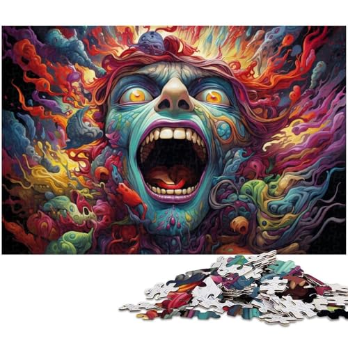 Puzzle für Erwachsene 1000 Teile psychedelische Farbkunst Holzpuzzle – Lernspielzeug Familienspiele 1000 Teile (75 x 50 cm) von zouxangzz