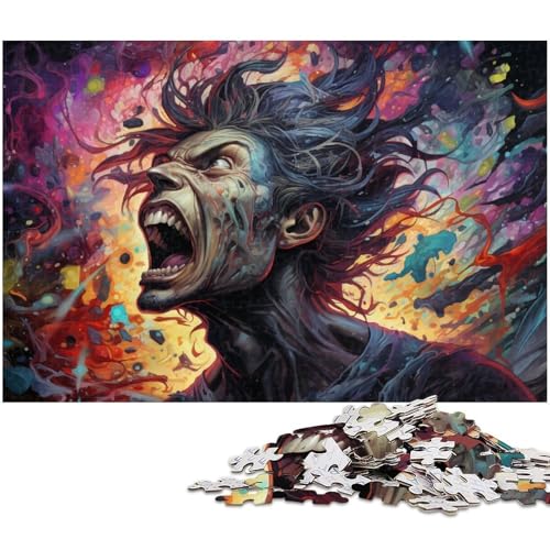 Puzzle für Erwachsene 1000 Teile psychedelische Farbkunst Holzpuzzle lustiges Geschenk 1000 Teile (75 x 50 cm) von zouxangzz