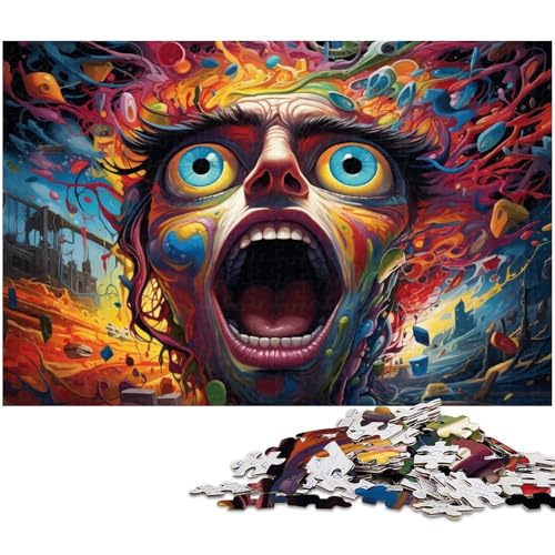 Puzzle für Erwachsene 1000 Teile psychedelische Farbkunst Puzzles für Papierpuzzles pädagogisches Spielzeug zum Stressabbau 1000 Teile (38 x 26 cm) von zouxangzz