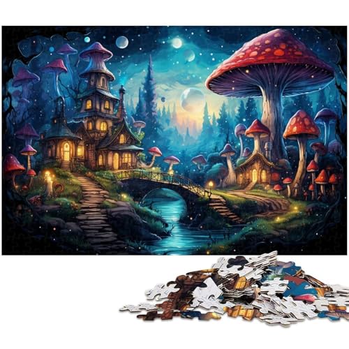 Puzzle für Erwachsene 1000 Teile psychedelische Pilzwelt Holzpuzzle lustiges Geschenk 1000 Teile (75 x 50 cm) von zouxangzz