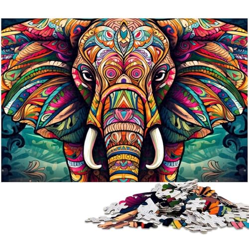 Puzzle für Erwachsene 1000 Teile psychedelisches Elefanten Puzzle für Erwachsene Papierpuzzle Heimdekoration (Größe 38 x 26 cm) von zouxangzz