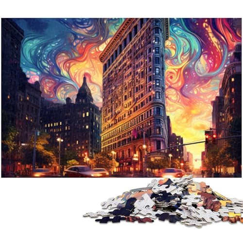Puzzle für Erwachsene 1000 Teile psychedelisches Flacheisengebäude Heimdekoration Puzzle (Größe 75 x 50 cm) von zouxangzz