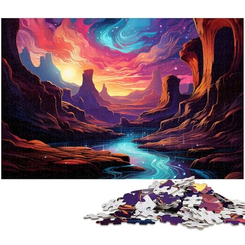 Puzzle für Erwachsene 1000 Teile psychedelisches Horse Shoe Bend Canyon bei Nacht Puzzles für Holzpuzzles pädagogisches Spielzeug zum Stressabbau (Größe 75 x 50 cm) von zouxangzz