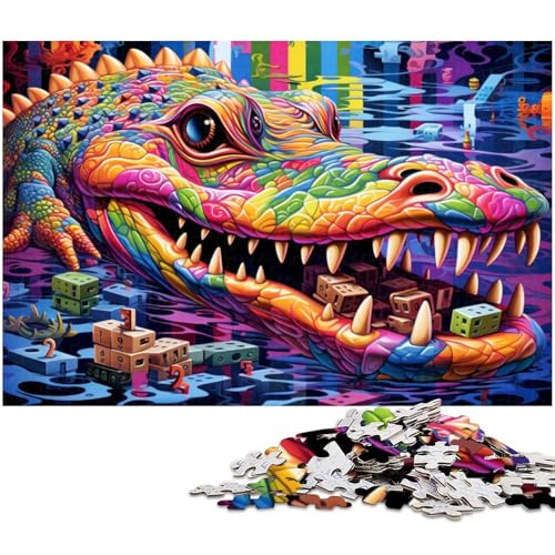 Puzzle für Erwachsene 1000 Teile psychedelisches Nilkrokodil Heimdekoration Puzzle (Größe 75 x 50 cm) von zouxangzz