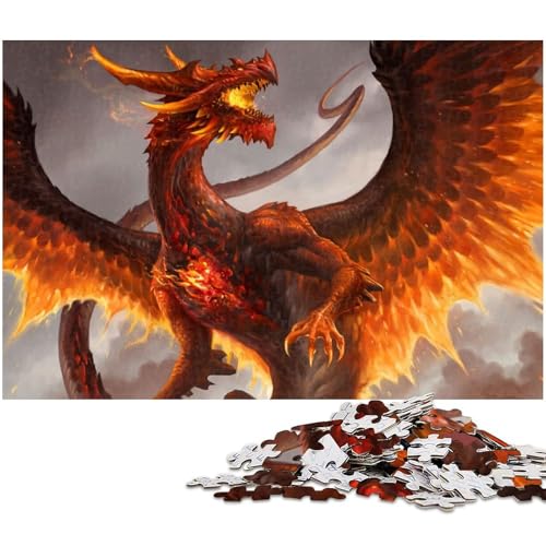 Puzzle für Erwachsene 1000 Teile roter Kristalldrache Puzzles für Holzpuzzles pädagogisches Spielzeug zum Stressabbau (Größe 75 x 50 cm) von zouxangzz