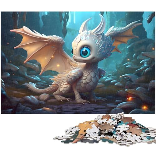 Puzzle für Erwachsene 1000 Teile schillernder Babydrache anspruchsvolles Spiel Spielzeug Weihnachtspuzzle Geschenke (Größe 38 x 26 cm) von zouxangzz