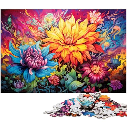 Puzzle für Erwachsene 1000 Teile schöne Bunte Blumen Das Puzzle mit passendem Poster und Quizblatt 1000 Teile (75 x 50 cm) von zouxangzz