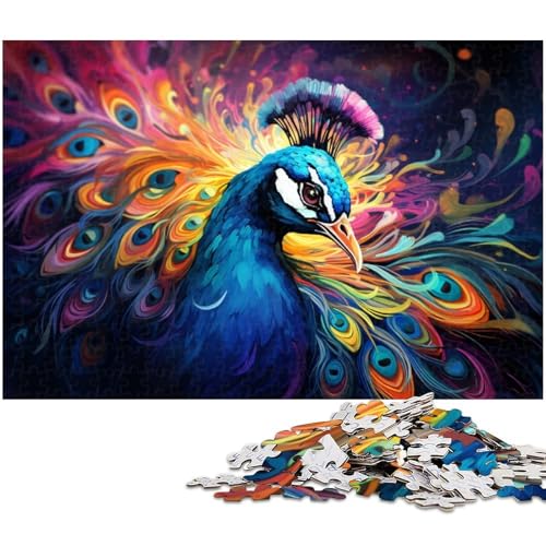 Puzzle für Erwachsene 1000 Teile schönes Pfauen Holzpuzzle – Lernspielzeug Familienspiele 1000 Teile (75 x 50 cm) von zouxangzz