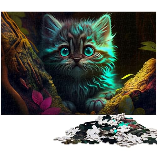 Puzzle für Erwachsene 1000 Teile süßes Haustier Katze anspruchsvolles Spiel Spielzeug Weihnachtspuzzle Geschenke (Größe 75 x 50 cm) von zouxangzz