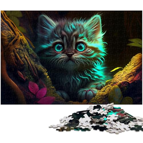 Puzzle für Erwachsene 1000 Teile süßes Katzen Papierpuzzle – Lernspielzeug für die ganze Familie (Größe 38 x 26 cm) von zouxangzz
