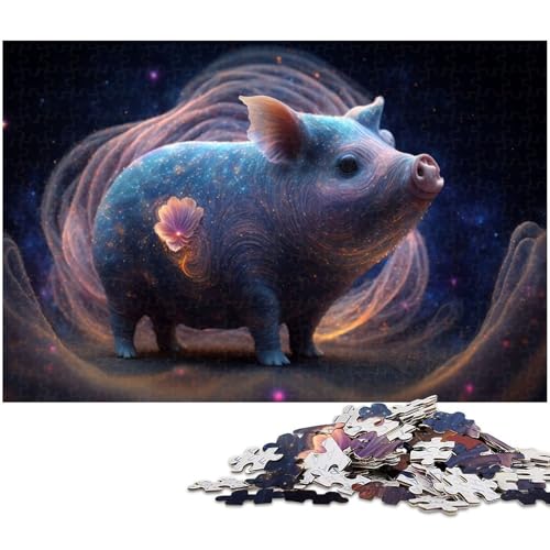 Puzzle für Erwachsene 1000 Teile süßes Tierschwein anspruchsvolles Spiel Spielzeug Weihnachtspuzzle Geschenke (Größe 75 x 50 cm) von zouxangzz