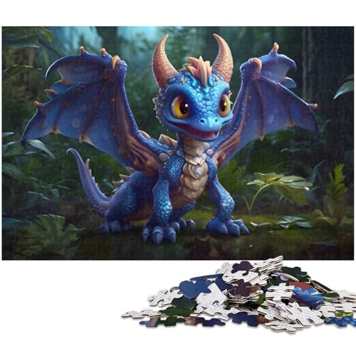 Puzzle für Erwachsene 1000 Teile verspielter Babydrache anspruchsvolles Spiel Spielzeug Weihnachtspuzzle Geschenke (Größe 75 x 50 cm) von zouxangzz