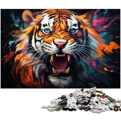 Puzzle für Erwachsene 1000 Teile wütender gewalttätiger Tiger Puzzles aus Holz pädagogisches Spielzeug zum Stressabbau 1000 Teile (75 x 50 cm) von zouxangzz