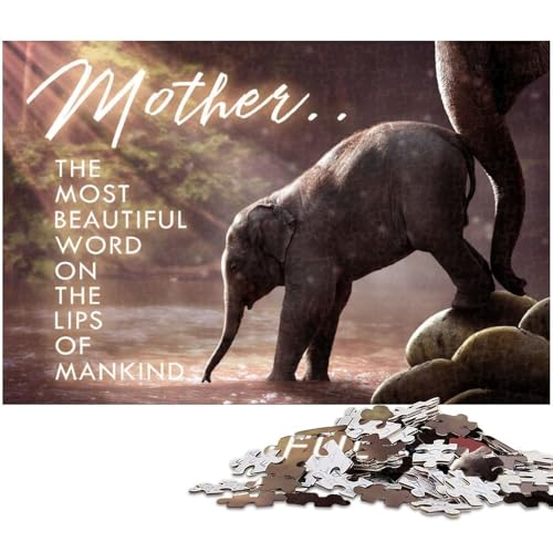 Puzzle für Erwachsene 1000 teiliges Elefanten Puzzle für Erwachsene Papierspiele für die ganze Familie Weihnachts und Geburtstagsgeschenke (Größe 38 x 26 cm) von zouxangzz
