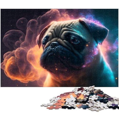 Puzzle für Erwachsene 1000 teiliges Mops Holzpuzzle – Lernspielzeug für die ganze Familie (Größe 75 x 50 cm) von zouxangzz