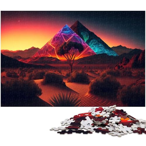 Puzzle für Erwachsene 1000 teiliges Pyramiden Leuchtgeometrie Puzzle für Erwachsene Holzspiele für die ganze Familie Weihnachts und Geburtstagsgeschenke (Größe 75 x 50 cm) von zouxangzz