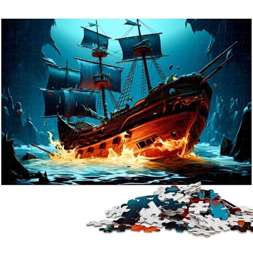 Puzzle für Erwachsene 1000 teiliges Segel Piratenschiff Puzzle für Erwachsene Holzspiele für die ganze Familie Weihnachts und Geburtstagsgeschenke (Größe 75 x 50 cm) von zouxangzz
