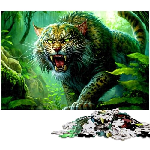 Puzzle für Erwachsene 1000 teiliges Tiger Holzpuzzle – Lernspielzeug für die ganze Familie (Größe 75 x 50 cm) von zouxangzz