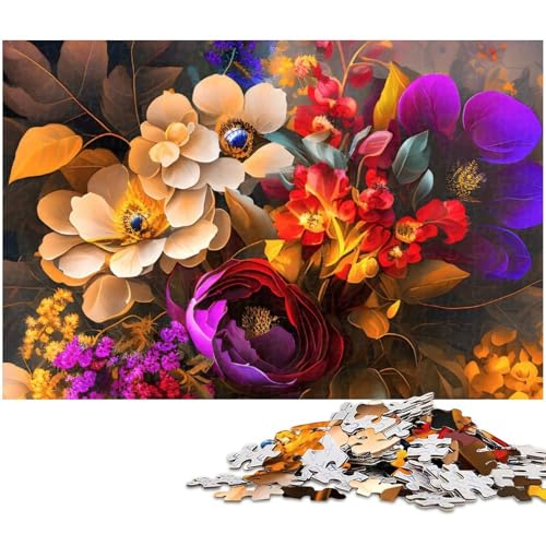 Puzzle für Erwachsene 1000 teiliges Vintage Blumenstrauß Puzzle für Erwachsene Holzspiele für die ganze Familie Weihnachts und Geburtstagsgeschenke (Größe 75 x 50 cm) von zouxangzz