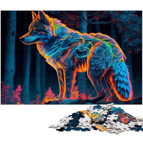 Puzzle für Erwachsene 1000 teiliges buntes Wolf Puzzle für Erwachsene Holzspiele für die ganze Familie Weihnachts und Geburtstagsgeschenke (Größe 75 x 50 cm) von zouxangzz
